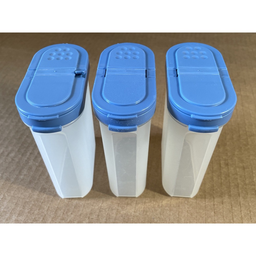3 Tupperware # 1846 Modular Mates Spice Shaker Container Large Blue‎